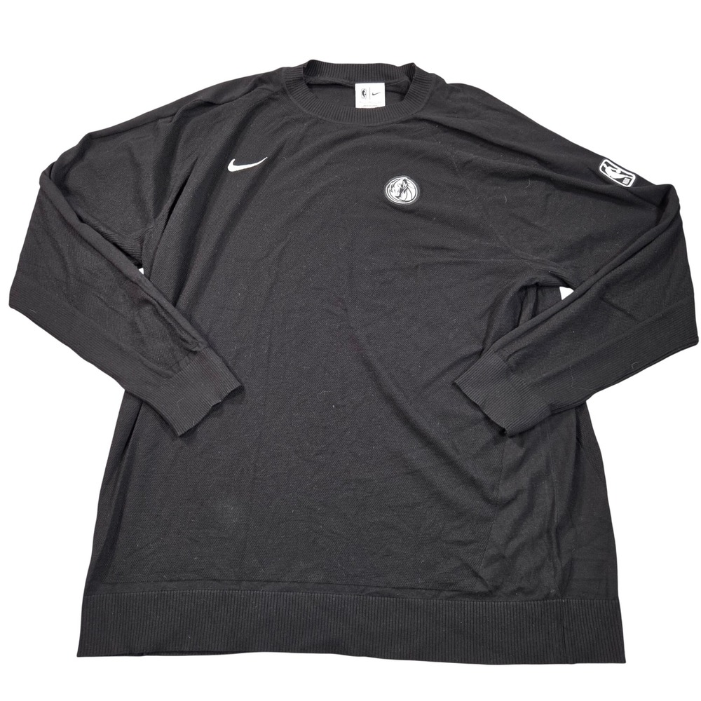 Dallas Mavericks Sweater Mens XL Black Nike NBA Knit Long Sleeve Crew Neck Logo
